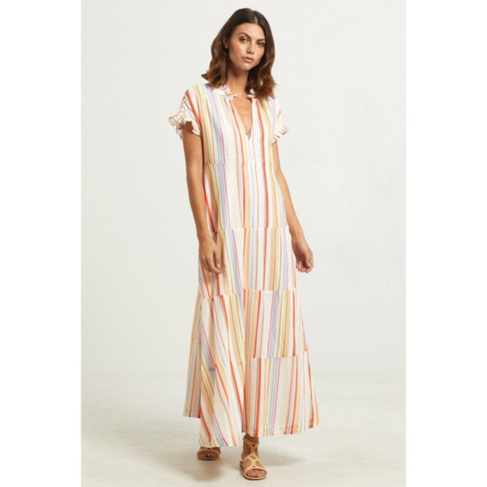 Marie Oliver Farah Tier Maxi Dress Women's Multi Stripe Size: XXS NWOT